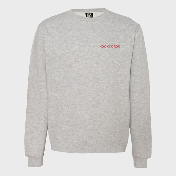Embroidered Crewneck Sweatshirt - Athletic Heather and Red